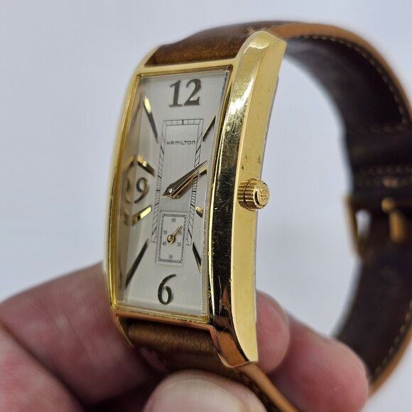 VTG Hamilton Women's Watch 22MM Gray Dial Brown Leather Bands New Battery - Picture 5 of 16